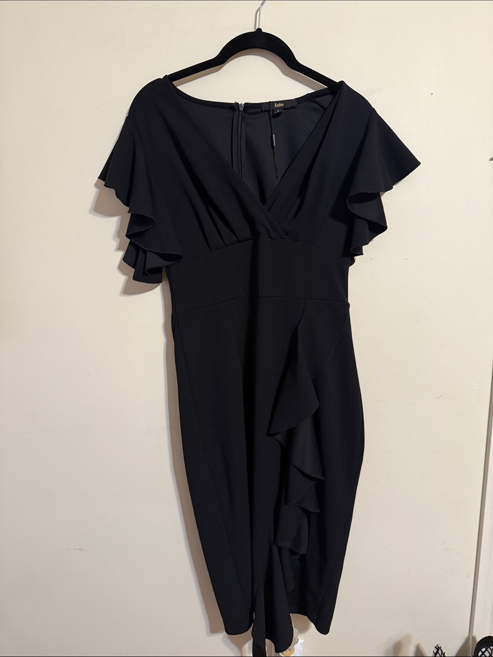 Black Ruffle Sleeve Midi Dress
